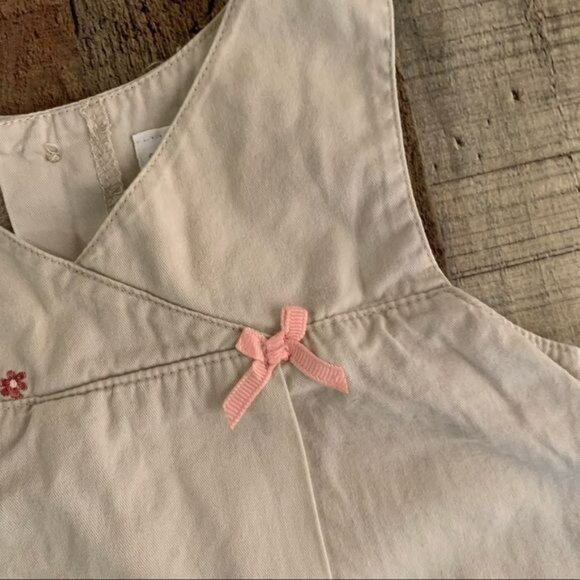 Carters baby girl tank dress in tan with embroidered flowers -6M - Picture 3 of 6